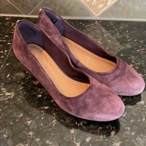 Clarks Purple Suede Wedge Heels